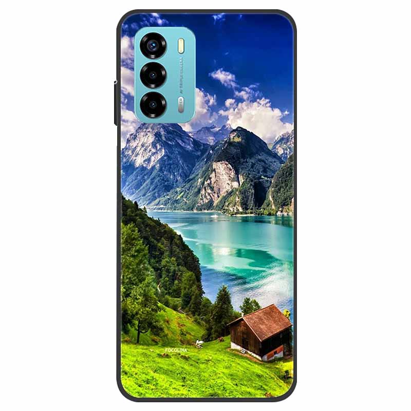 Custodia per ZTE Blade V40 Vita Fiore Marmo Nero Paraurti Morbido TPU Silicone Cover per ZTE V 40 Vita / Blade V40 Vita Custodie per Telefono