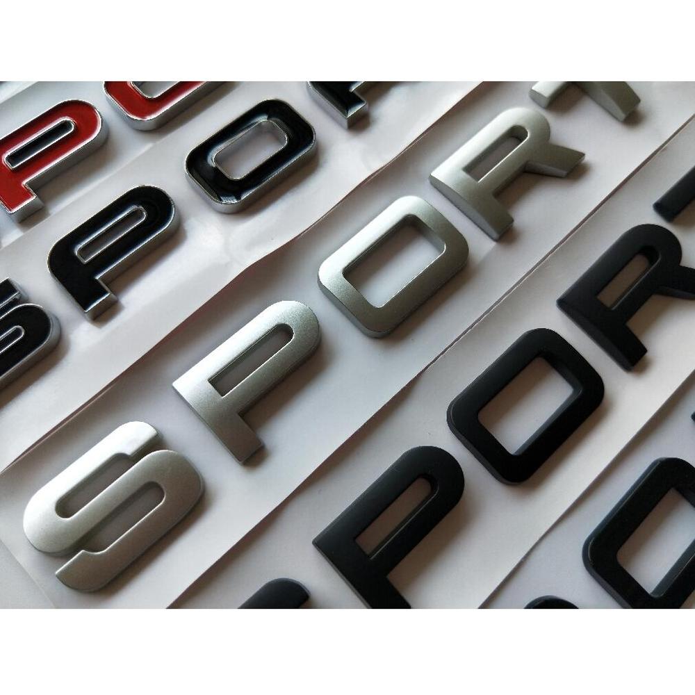 Black Red Chrome Silver Letters SPORT Trunk Emblems Symbols Badges Sticker