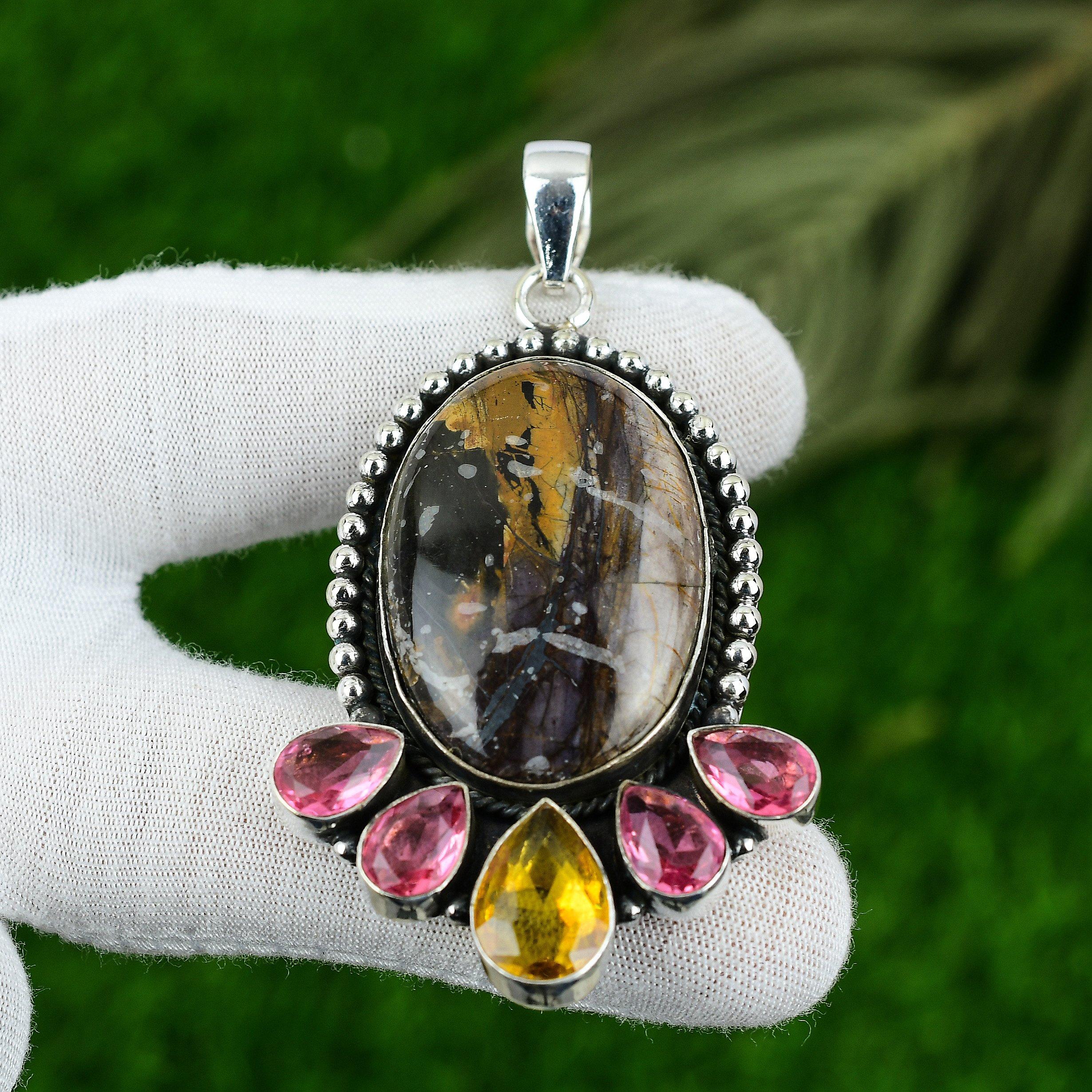 

Натуральний кулон з пікасо-яспісу зі срібла 925 проби, індійські ювелірні вироби