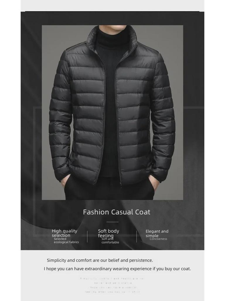 Geacă scurtă cu glugă pentru bărbați de marcă - Toamnă/Iarnă, Guler înalt, Stil subțire