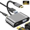 Type-C 4-in-1 Docking Station: HDMI Multi-Screen Display & 4K Mirroring Hub