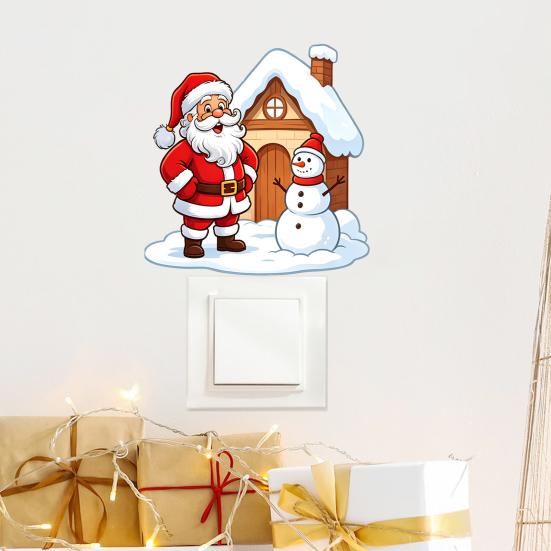 Holiday Wall Sticker Christmas Santa Claus Switch Sticker, Light Decal for Xmas Holiday, Easy Peel Stick Removable Self-Adhesive Living Room