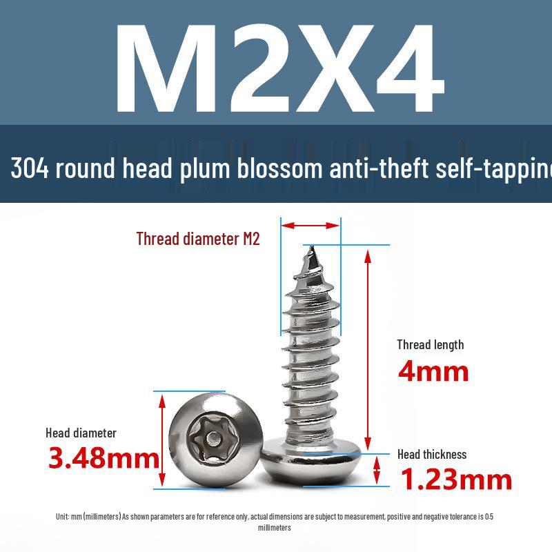 Yigu 304 Anti-Theft Torx Pin Self-Tapping Screws: M2-M5 Round Head, Mushroom Head, Pointed Tail Wood Screws