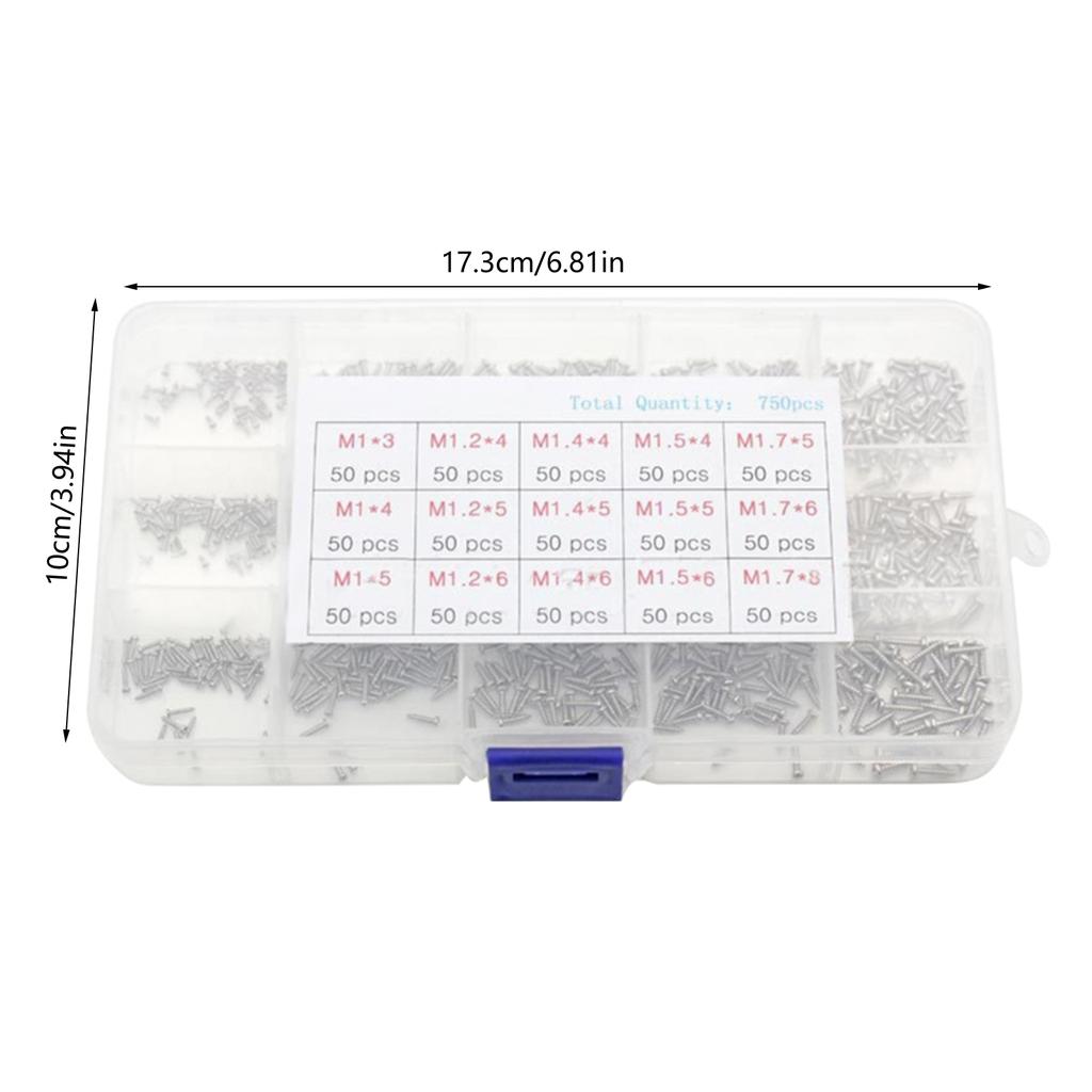 750pcs Small Screws Self-Tapping Screws Tiny Mini Screws Kits Mini Screws Set for Repair Glasses Watches Laptops Screws