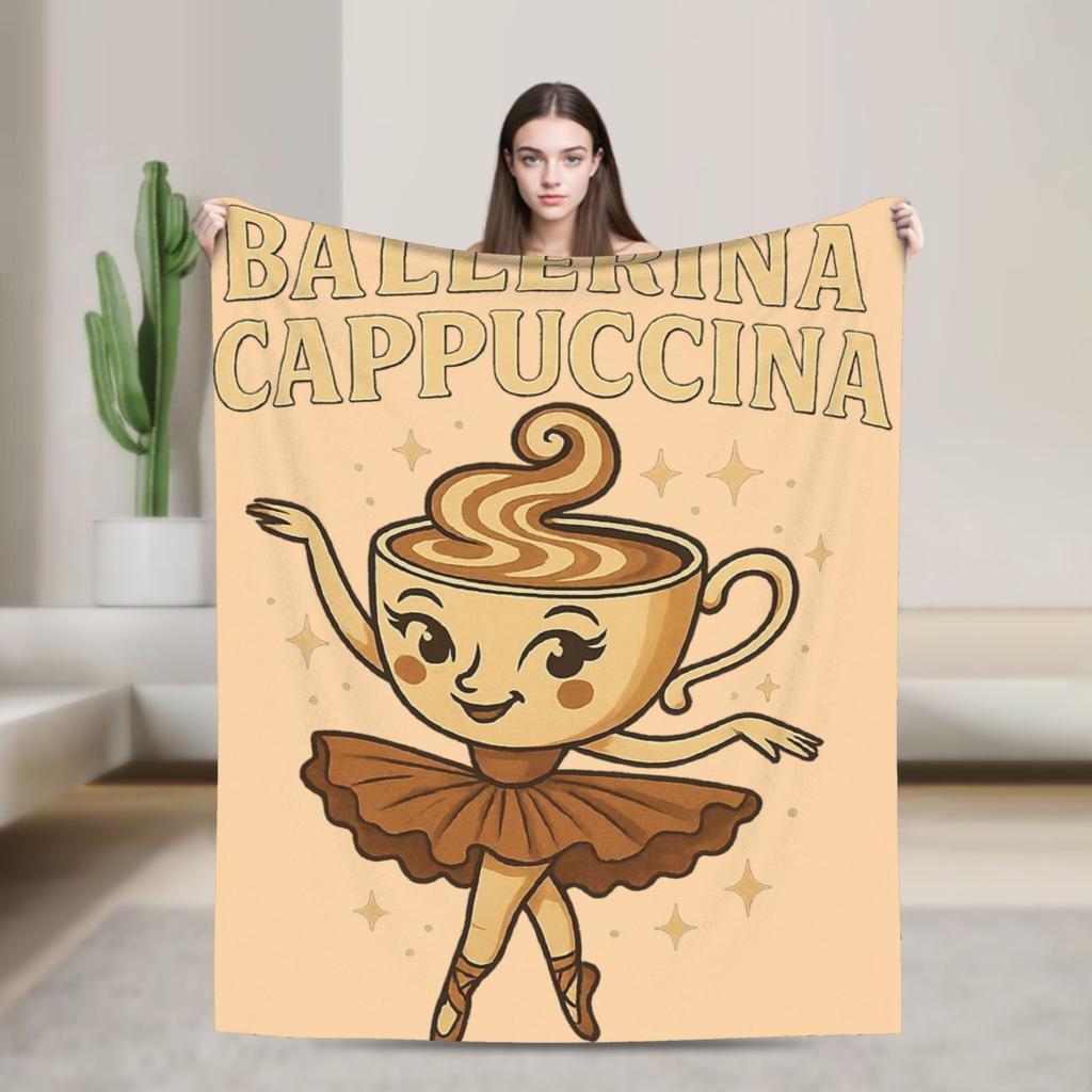 Italian Brainrot Animals Blanket Cappuccino Assassino Fleece Awesome Soft Throw Blankets for Home Winter