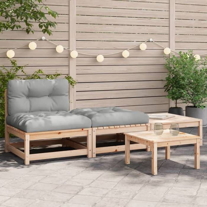 VidaXL Garden Sofa Without Armrests with Cushions and Footrest, Seat with Backrest, Patio Terrace Furniture 838142