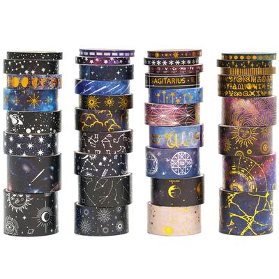 Songdao Washi Galaxy Starry Set Foil Masking Tape with and Nebula Designs Perfect for and Gift Wrapping X 2m Tape, & Sky, 36-Roll Gold/Silver