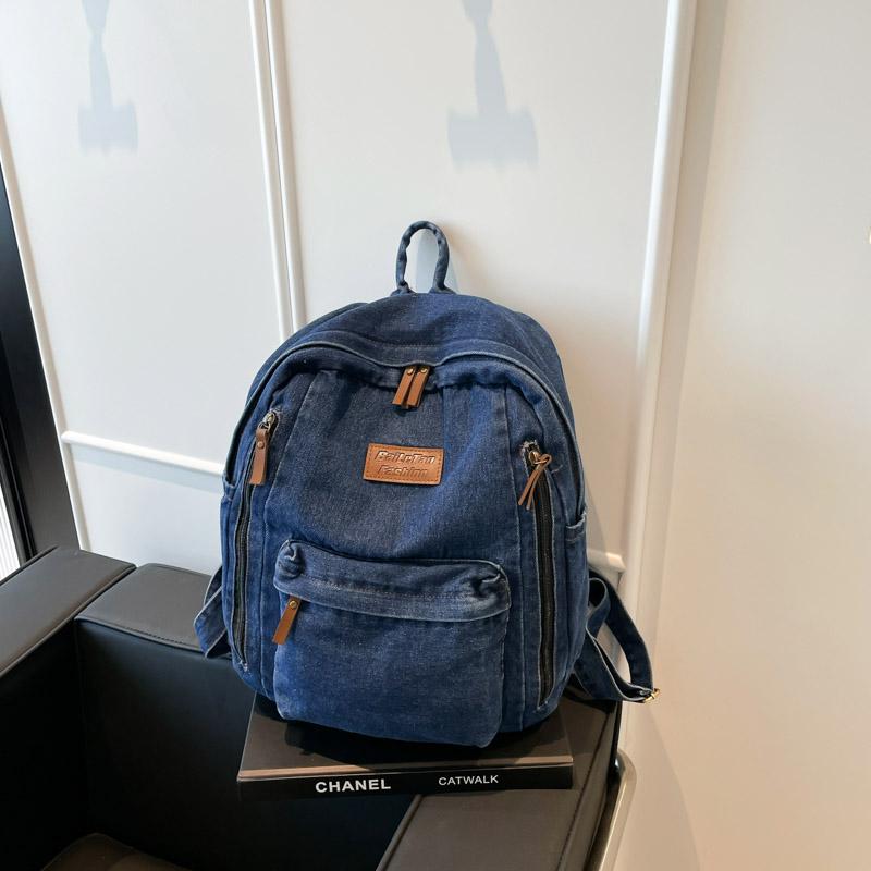 Large Capacity Denim Backpack Women's Backpack Student Travel School Bag