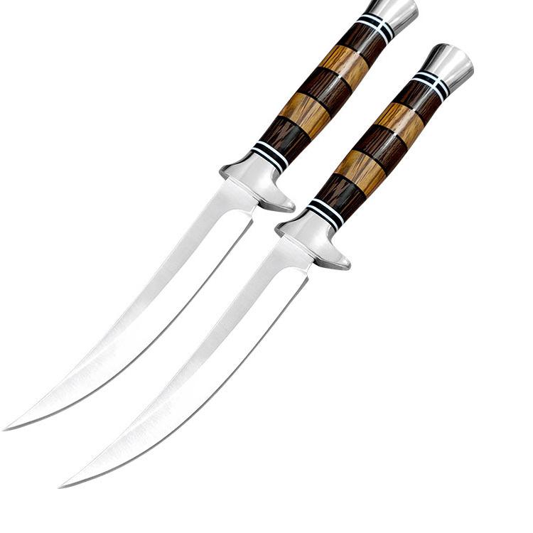 

5,5-дюймовый нож из нержавеющей стали, кованый рыболовный охотничий нож с оболочкой, нож шеф-повара, мясника, кухонный нож, нож для мяса 2pcs