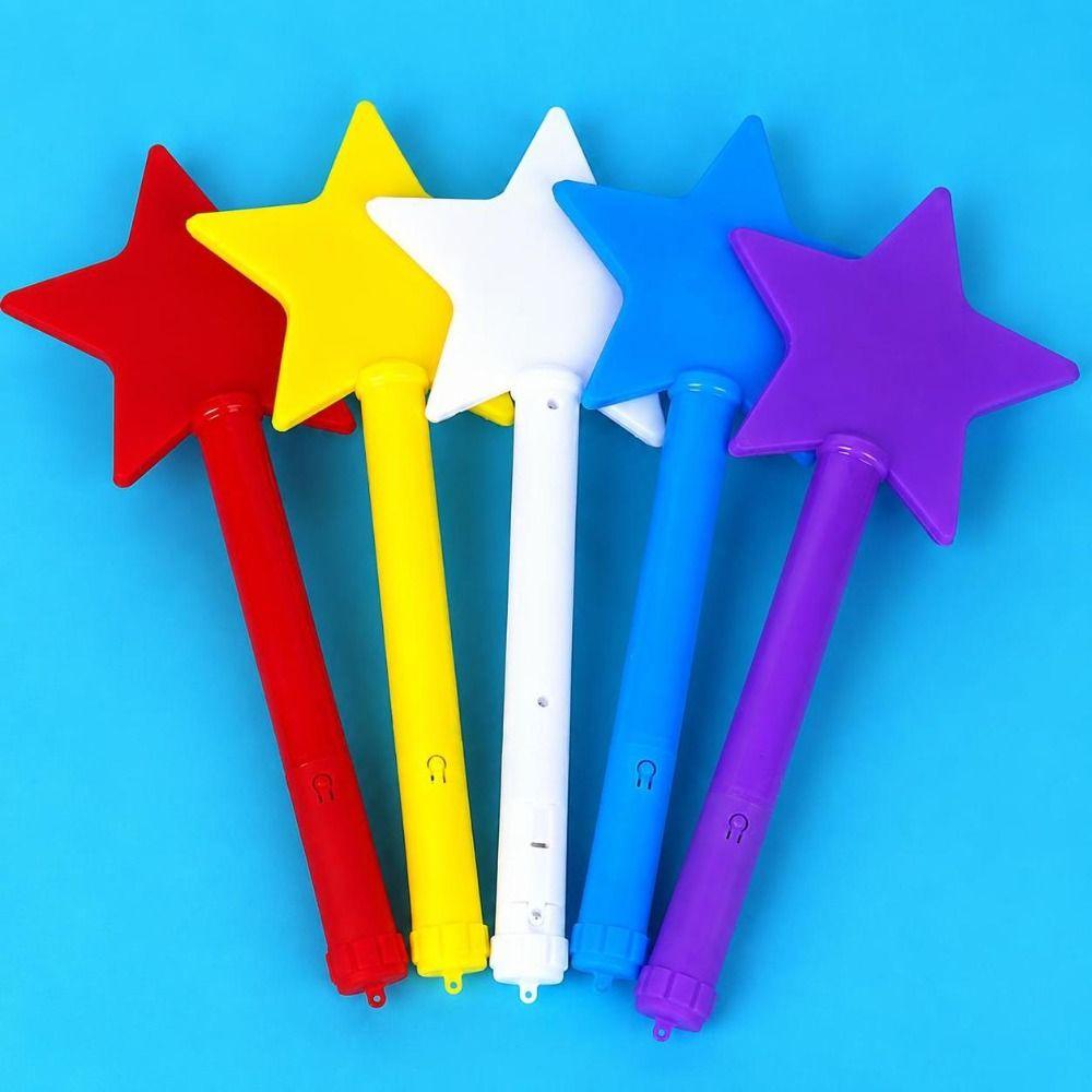 Five Point Star LED Star Wand Plastic Light Up Wand New Flashing Star Stick  Party Favors