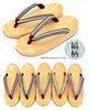 Takeharu Women's Geta Sandals, Made in Japan, Sponge Sole, Sanded Sole, Yellow Chiba Geta, Striped Pattern, Oval Size L
