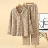 Padded Pajamas Autumn and Winter Women's Lapel Padded Cotton Long-sleeved Retro Loose Pajamas Loungewear Can Be Worn Outside Japanese