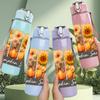 1PC Pumpkin Season Sunflower Art 750ml Color Plastic Sports Water Bottle Leakproof Flip Straw Lid Suitable for Sports Office Home Use