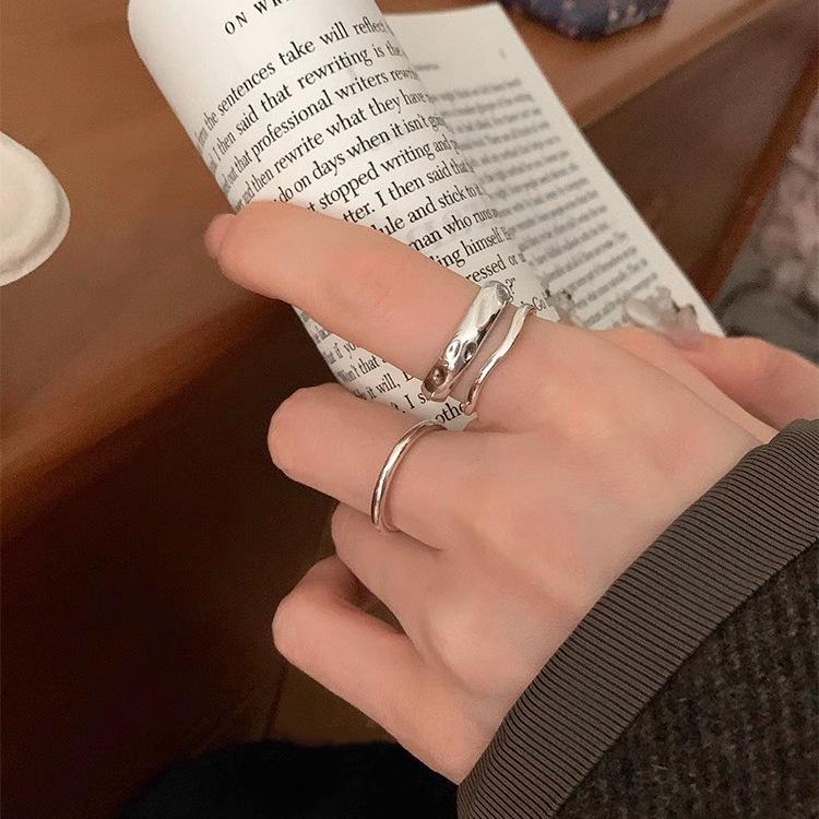 Adjustable Double Layer Irregular Texture Ring - Versatile and Stylish Women's Fashion Index Finger Ring