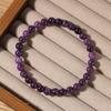 Natural Stone Real Amethyst Beads Bracelets Smooth Round Beaded Bracelet Men Women Stretch Jewelry Gifts