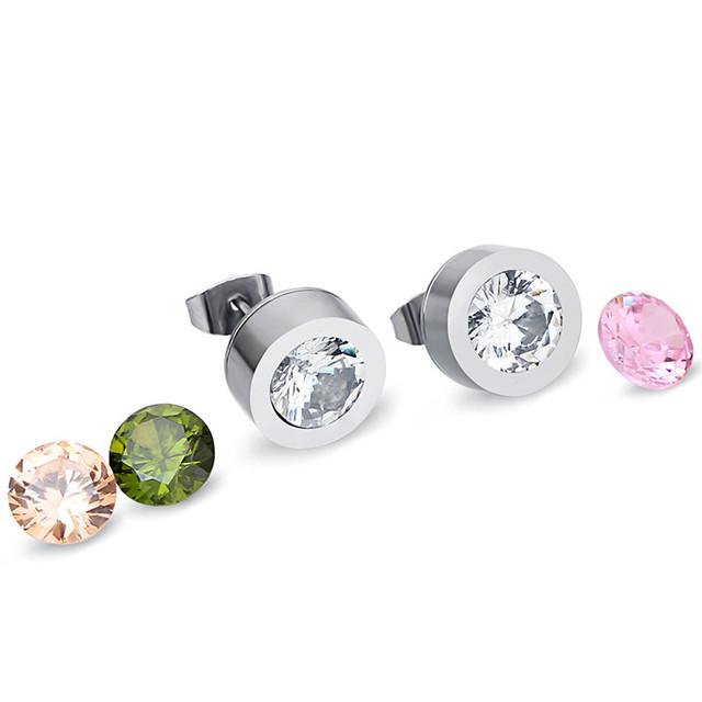 Titanium Steel Jewelry Wholesale Female Crystal From Austrian 4 Color Zircon Interchangeable Couple Earrings