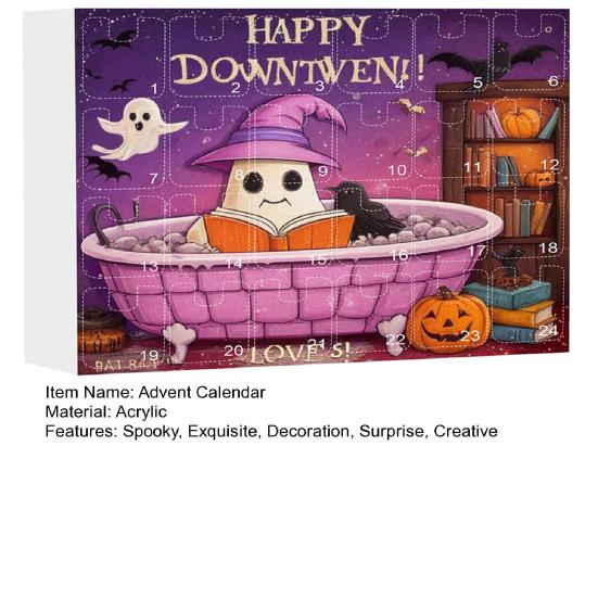 Yousheng Halloween Advent Calendar for Girls 24 Days Countdown Calendar with 24 Pcs Ghost Reading Book Earrings for Halloween Party Supplies
