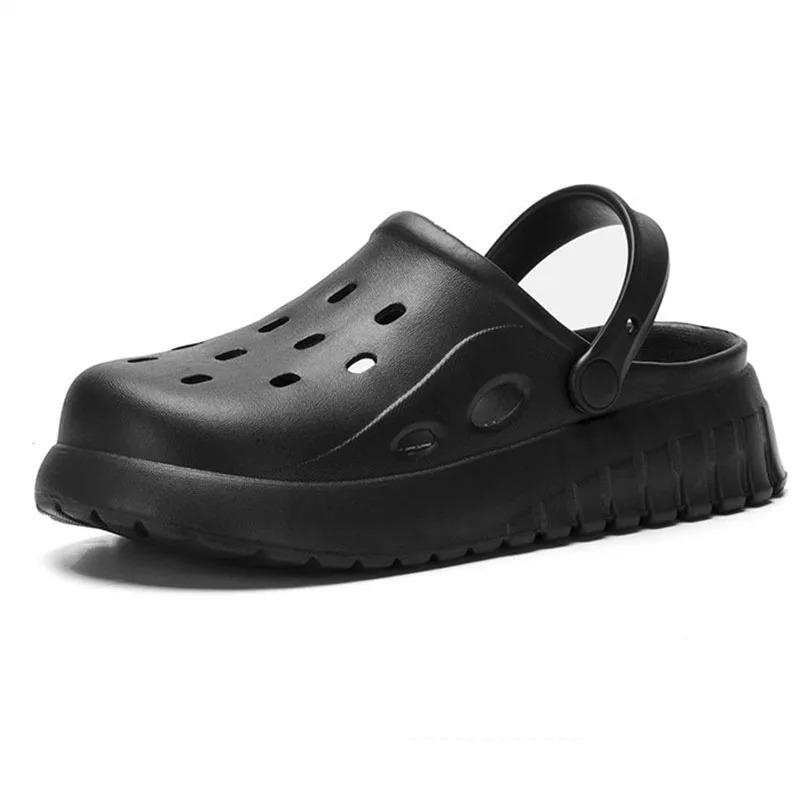 

Модные женские сандалии из ЭВА с мягкой подошвой, женские удобные легкие нескользящие тапочки-облака, женские сандалии с закрытым носком и открытой платформой 44-45 чёрный