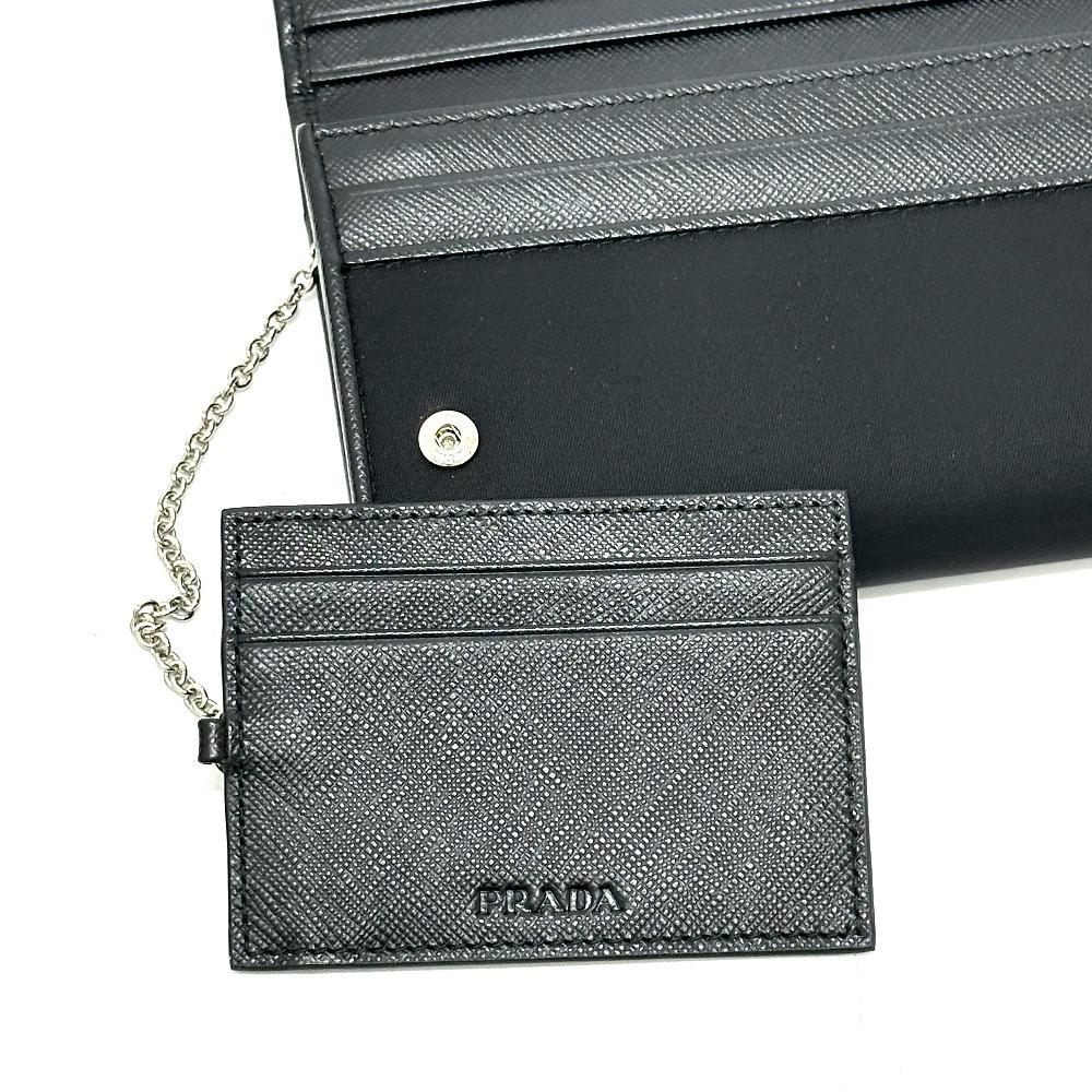 PRADA 1MH132 Triangle logo plate Long Wallet with Pass Case Flap Folded wallet