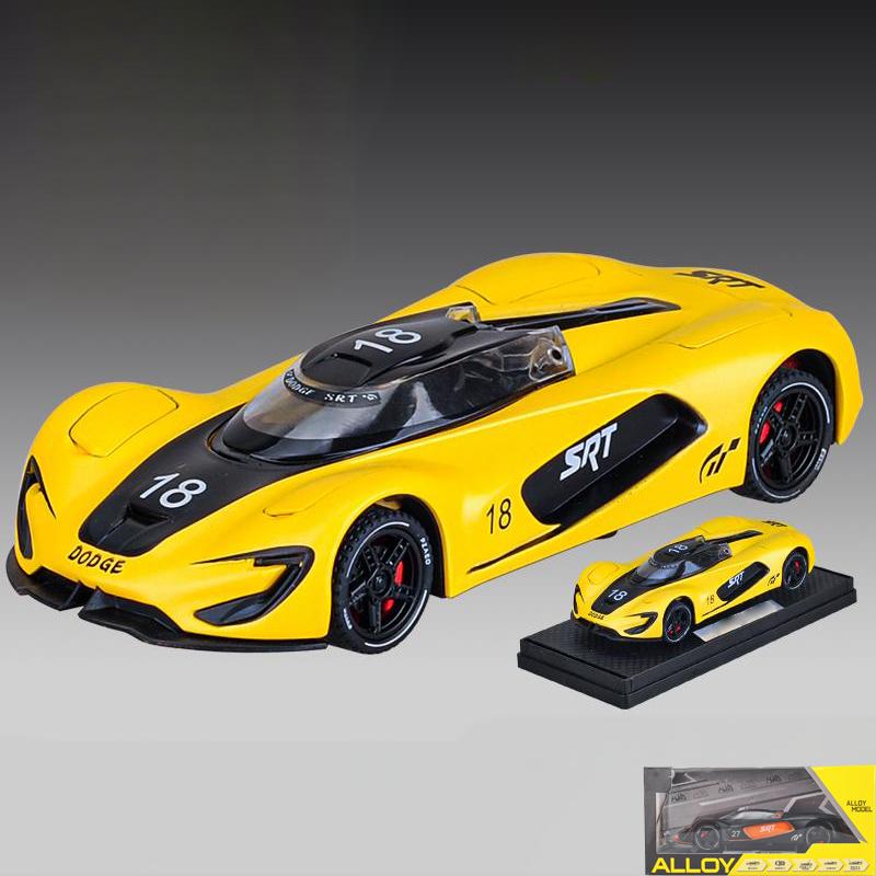 

1/32 масштаб Dodge Tomahawk SRT V10 концепт спортивный автомобиль литой металлический сплав модель автомобиля звук и свет инерционный механизм высокая имитация украшения жёлтый