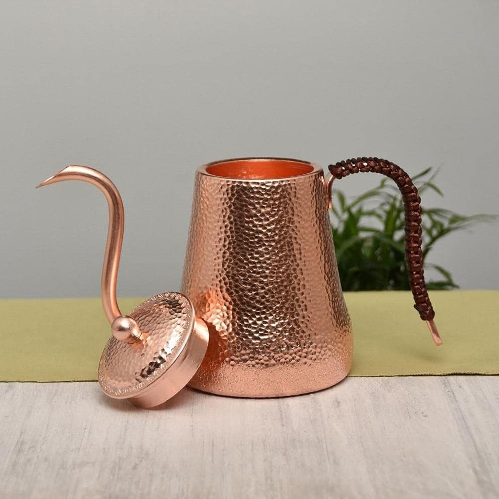 Handmade Pure Copper Drip Pot - Narrow-Mouth Pure Copper Coffee Pot for Drip Coffee (900ml500ml) (500ml)