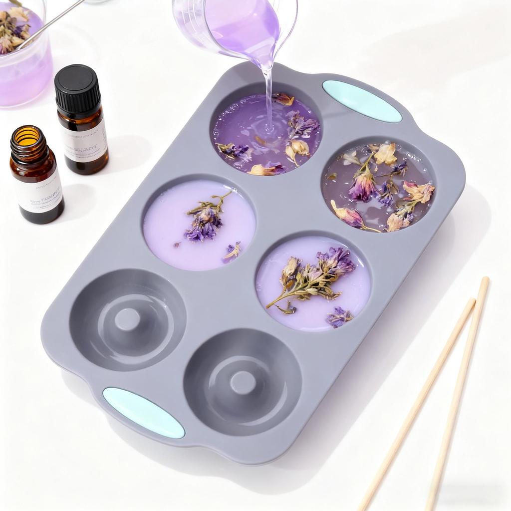 6-hole Silicone Mold Flower Wreath Ice Mold Reusable Christmas Wreath Ice Tray Silicone Molds Pumpkin Donut Chocolate DIY Mold