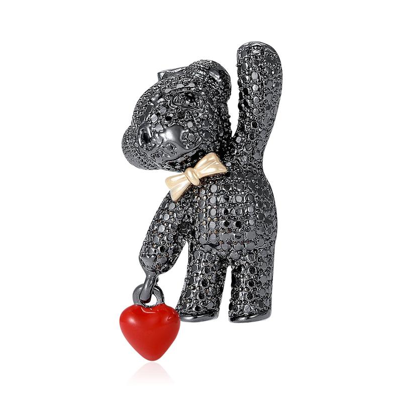

Lovely Bear Carrying A Heart Brooches Pins Bag Hat Decoration For Women S Clothes Backpack Badge Jewelry Gift чёрный