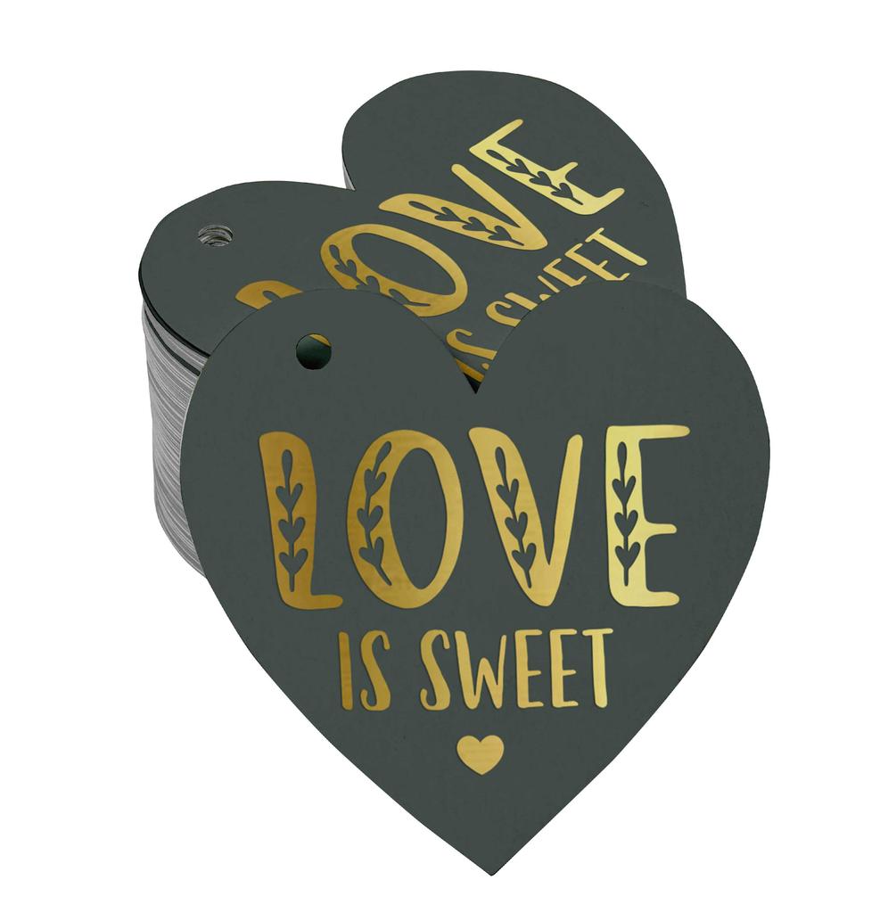 Inkdotpot 100 Pack Real Silver Foil Paper Tag Love Is Sweet Wedding Favor Hang