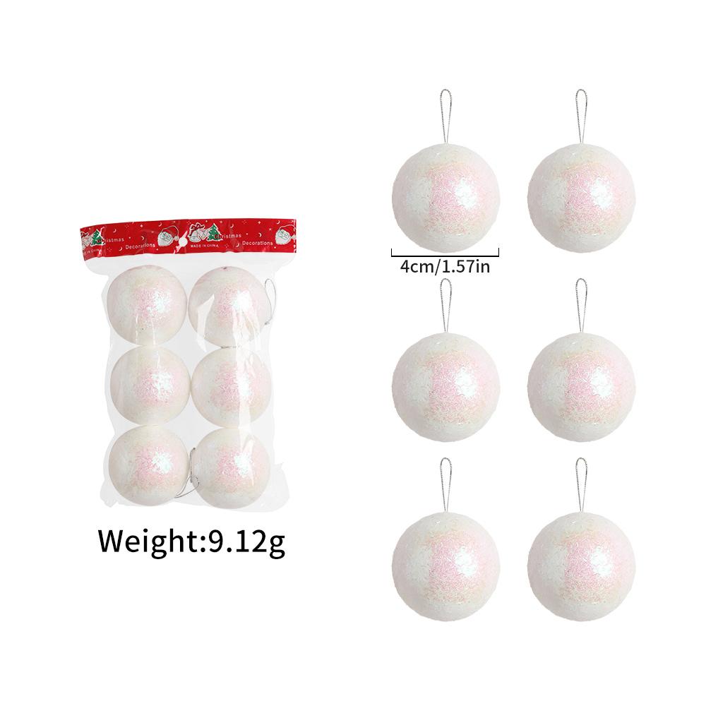

6Pcs/Box White Foam Christmas Ball Decoration Xmas Tree Hanging Snowballs Ornaments New Year 2026 Gifts Party Home Room Decor