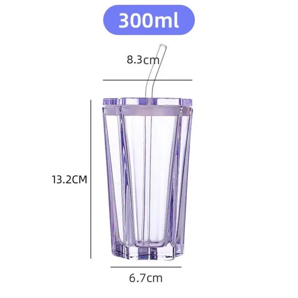 Tazza da bere in vetro a forma di stella a cinque punte da 300 ml, Tazza a stella ad alta bellezza sfumata con coperchio, Nuove Tazze da bere Rete Rossa per la Casa, Articoli da tavola