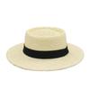 French Old Money Wind Hollow Flat Top Straw Hat Women's Summer Sun Protection Sun Hat Beach Seaside Straw Hat Top Hat