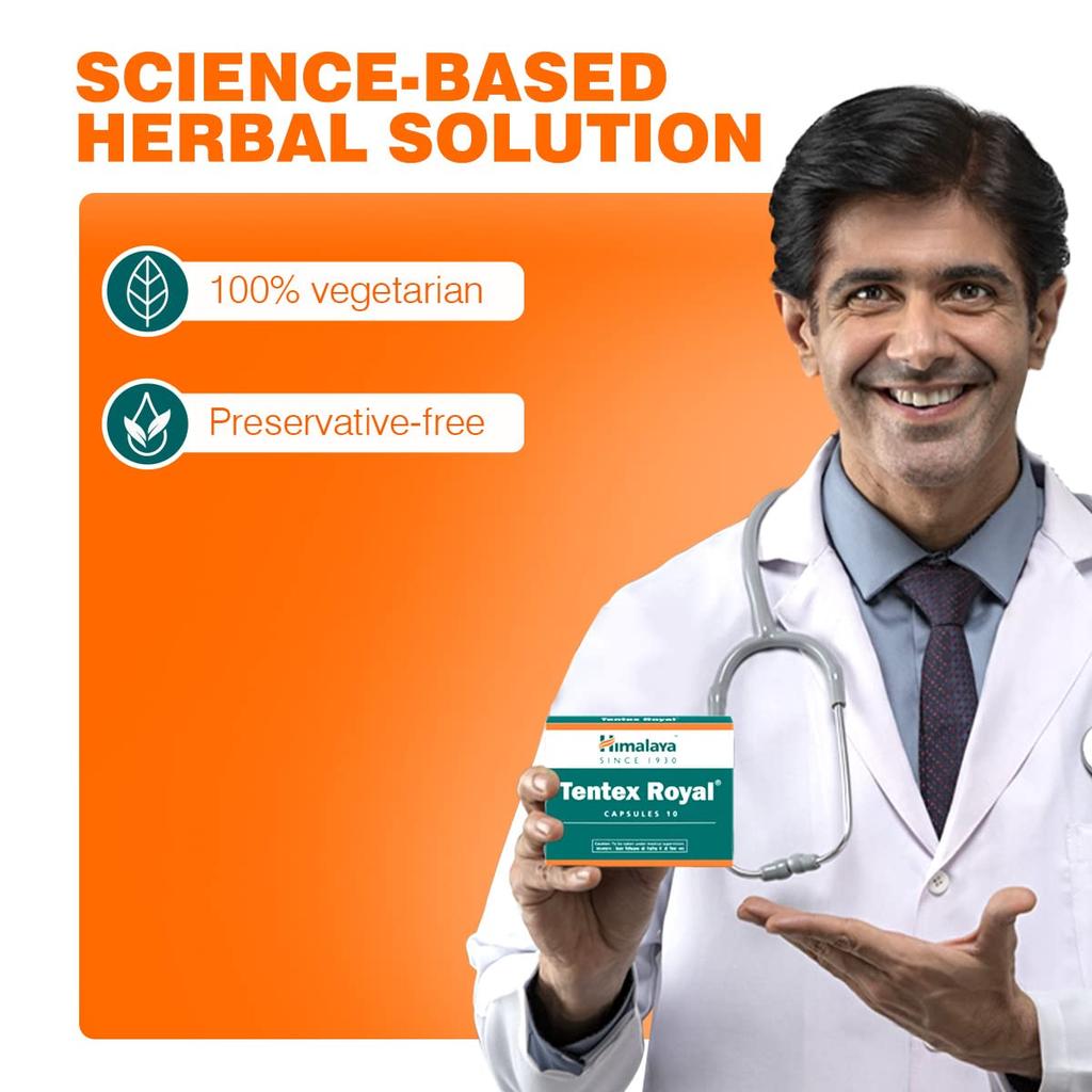 Himalaya Tentex Royal Kapseln, 10 x 5 Streifen, Natürlicher Energie- & Leistungssteigerer für Männer, Insgesamt 50 Kapseln