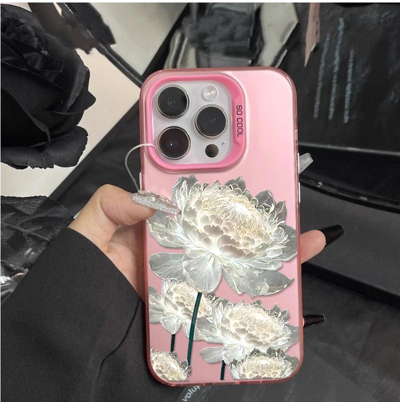 Luxury Lotus Flower Electroplate Case For OPPO A5 A3 A6 PRO A60 A79 A18 A38 A78 A74 A94 A58 A3X A40 A5X A6X RENO 5F 5 6 Lite 8 7