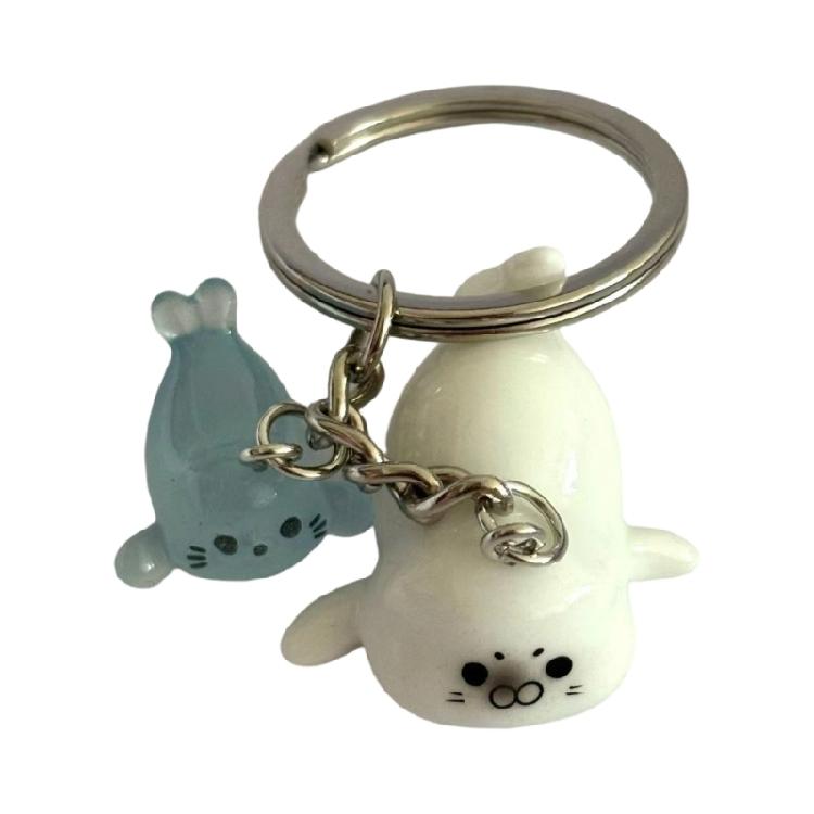 3D Sea Lions Design Keychain Glowing Lightweight Resin Materials Key Ring Pendant Gift For Kids Friend