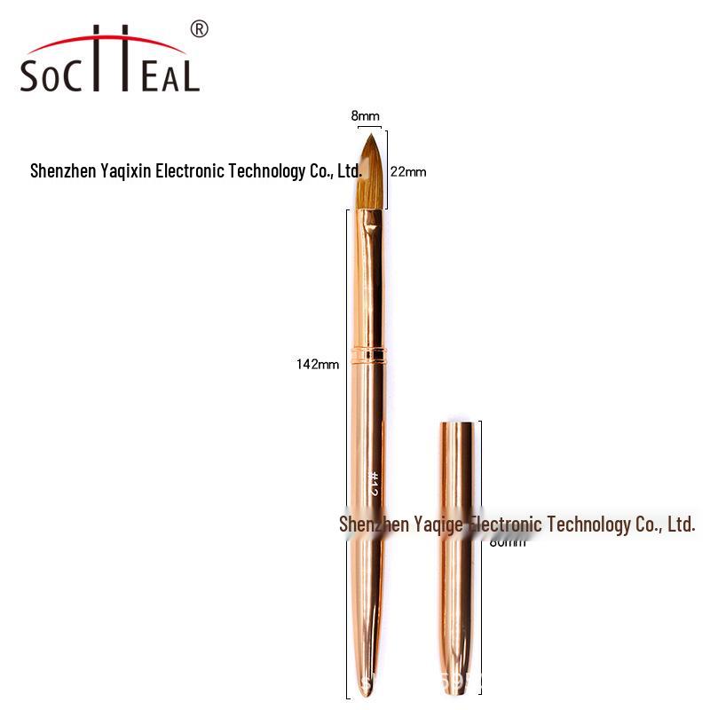 

Золотая цельная металлическая ручка-кристалл с плоской кистью для нейл-арта (Размеры 12-20#) С крышкой