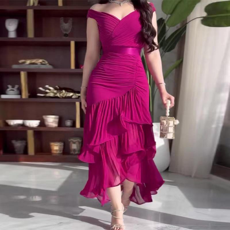 

2025 Summer Women s Sweet Style Sleeveless Slim-Fit Solid Color Mid-Waist Long Dress M розы красного