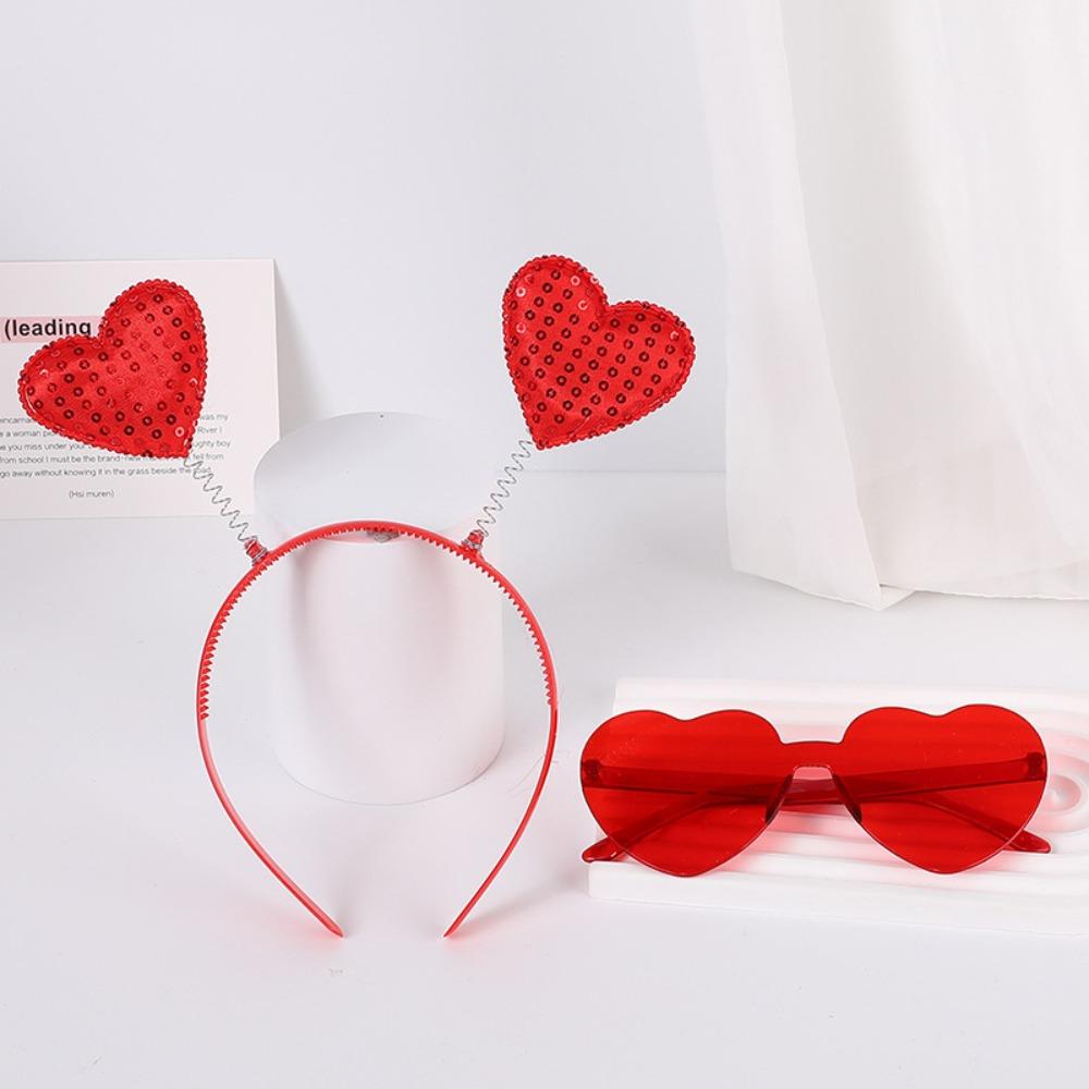 Red Peach Heart Red Love Headband Confetti Hair Hoop Valentines Day Headdress  Couple Gifts