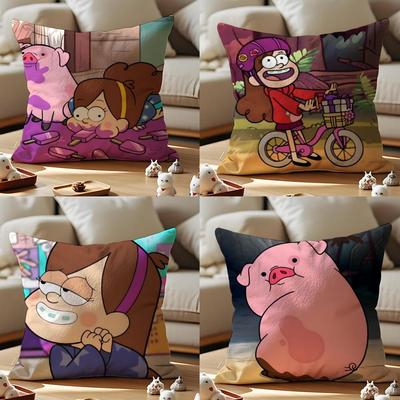 Federa Cuscino Gravity Falls Federa Cuscino Anti-acaro Cerniera Invisibile Peluche Corto Setoso Copricuscino Divano