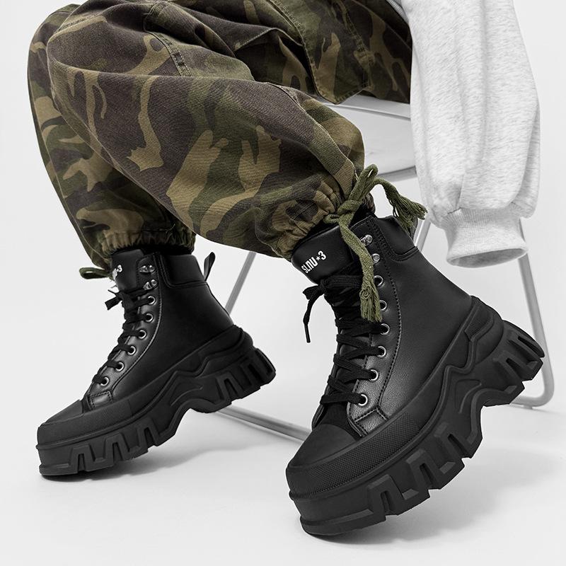 SLNU3 new shoes thick sole heightening leather surface leisure sports high top cross-border large size shoes