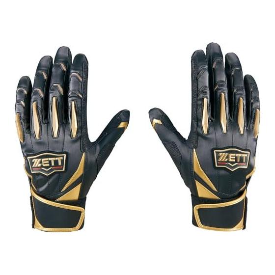 Used New ZETT Baseball Batting Gloves Prostatus Batting Gloves for Both Hands Black x Gold (1982) M Size BG13011