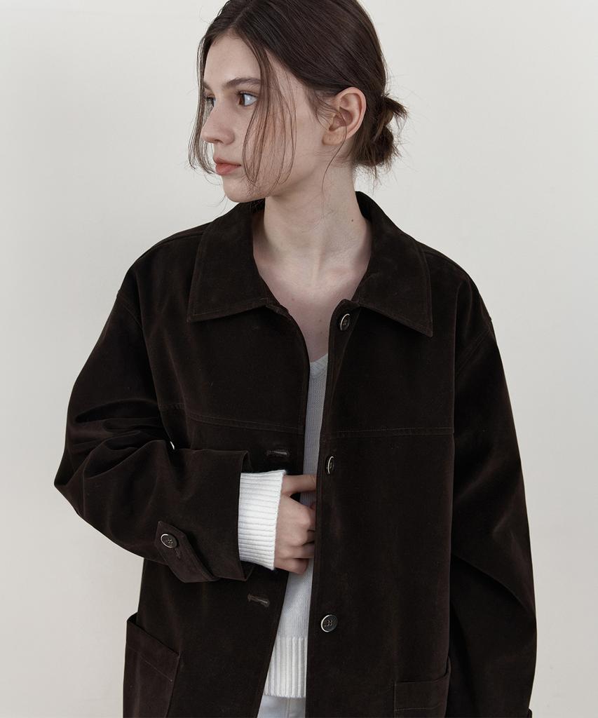 WEDNESDAYOASISFORWOMEN [Ppeum'S Pick][Atelier Edition] Vegan Suede Single Half Jacket_Dark Brown(Wcb6Ot07)