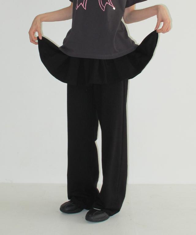 RONRON Peplum Ruffle Pantskirt Black