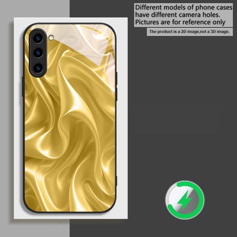 

Золотой шелк волн подходит для Samsung Galaxy S26 Ultra S20 FE S21 S22+ 23 Plus S24 Ultra 25 Edge черного цвета Стеклянный чехол для телефона Galaxy S26