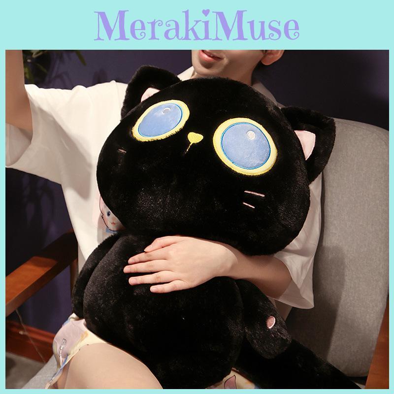 Plush Cat Black Toy Stuffed Animal With Pp Cotton Filling For Kids Bedroom Decor