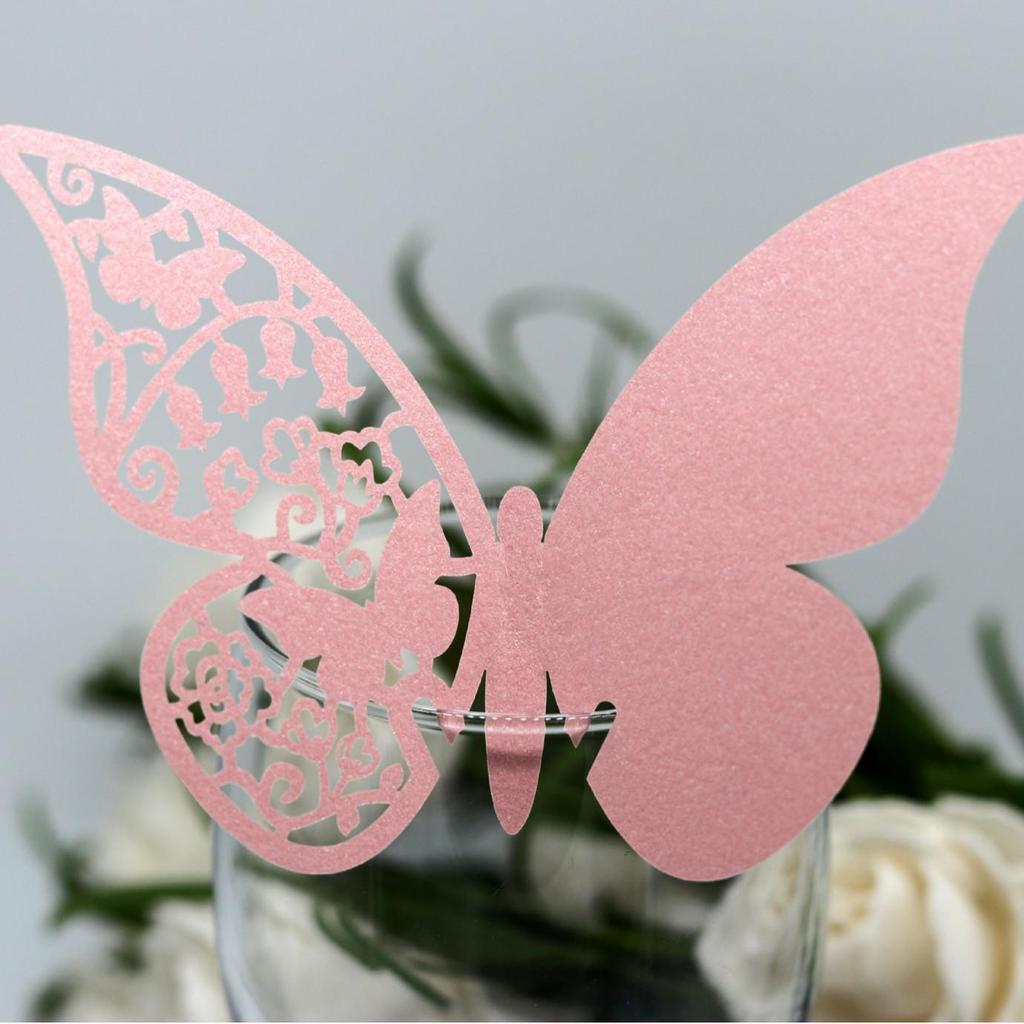 3D Butterfly Laser-Cut Wedding Seat Card in Ice White