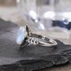 Vintage S Sterling Silver Natural Moonstone Ring Oval 8*10MM Simple Black Twists Ring Party Gifts Fine Jewelry For Women Men