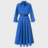 Luxi Women's Spring French Polo Collar Shirt Dress - High-End, Slim Fit Long Skirt, Style 9713