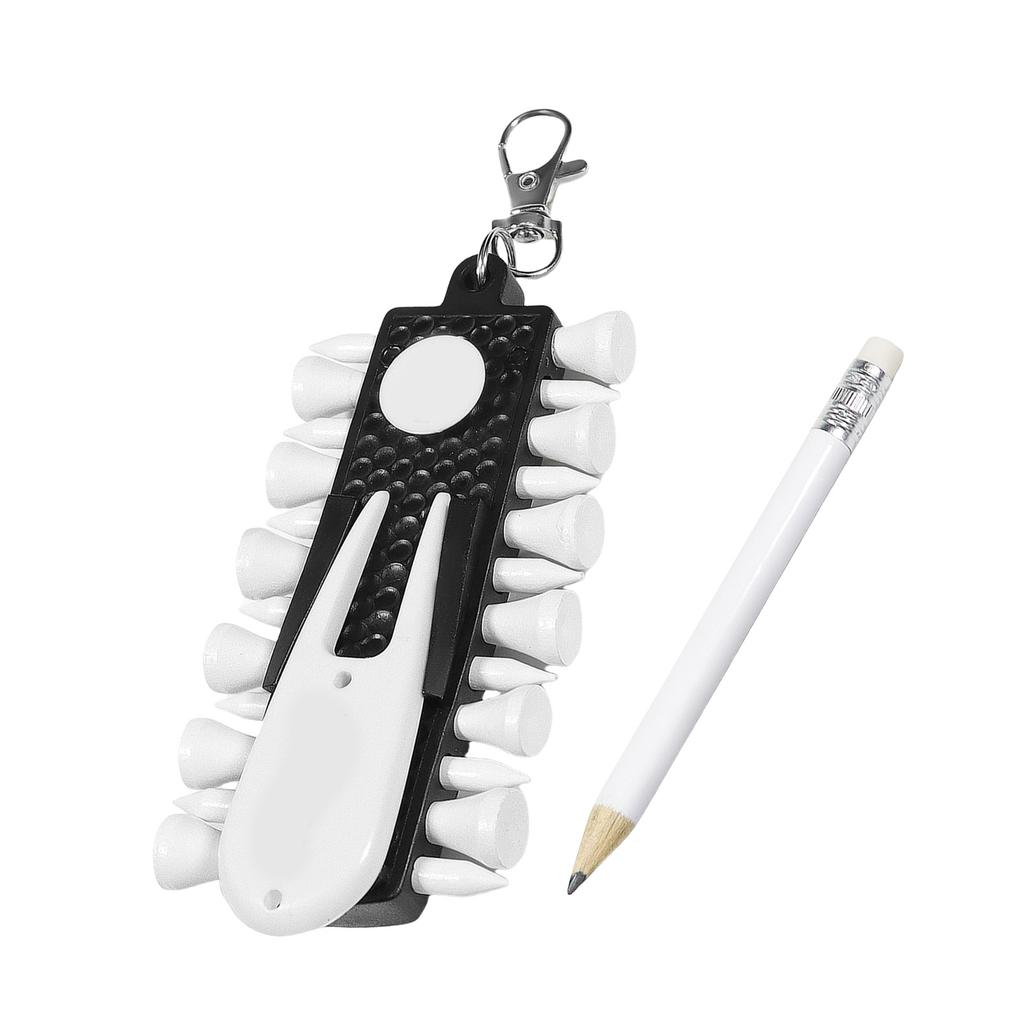Golf Tees Carriers with 12 Tees, Golf Divot Repair Tool, Pencil, GolfBall Markers Hanging Tees Holder Keychain Golf Accessory