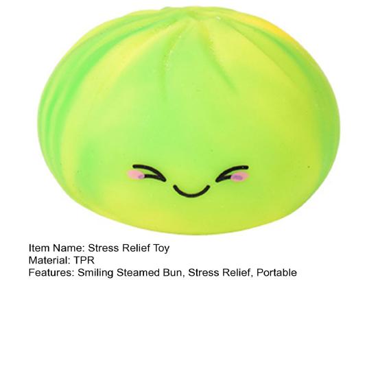 Smiling Steamed Bun Stress Ball Anti-Anxiety Colorful Dumpling Squeeze Toy Soft Stretchy Simulated Dough Ball Fidget Sensory Toy