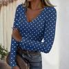 Women's Casual Polka Dot Print Long Sleeve Top Blouse for Everyday Wear